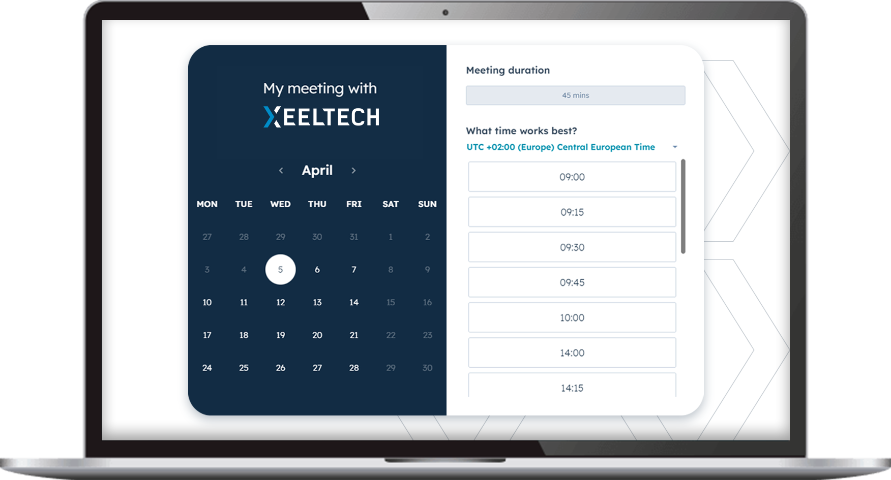 Notebook showing the calender tool to schedule a free HAPTICORE demo.