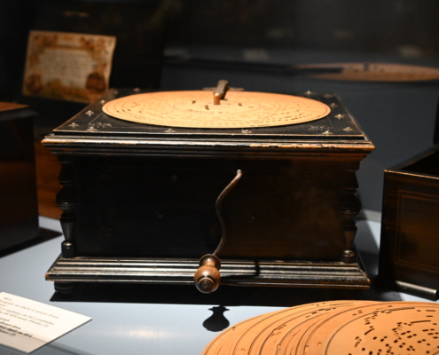 Musical instrument "Ariston" phonograph from the end of the 19th century, exhibited at the Rocca di Angera at Lake Maggiore, Italy.